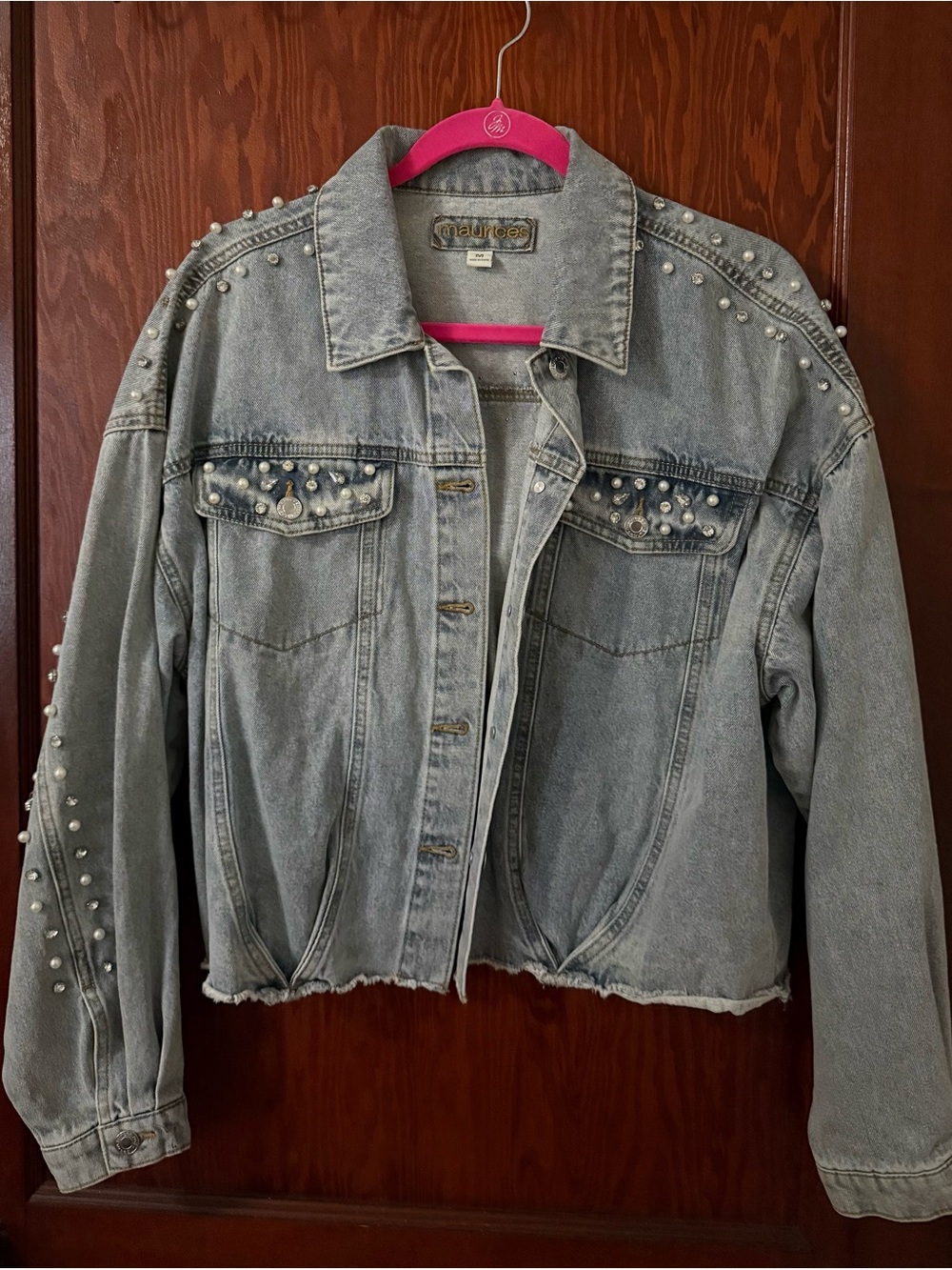 Maurices Denim Pearl and rhinestone Jean Jacket